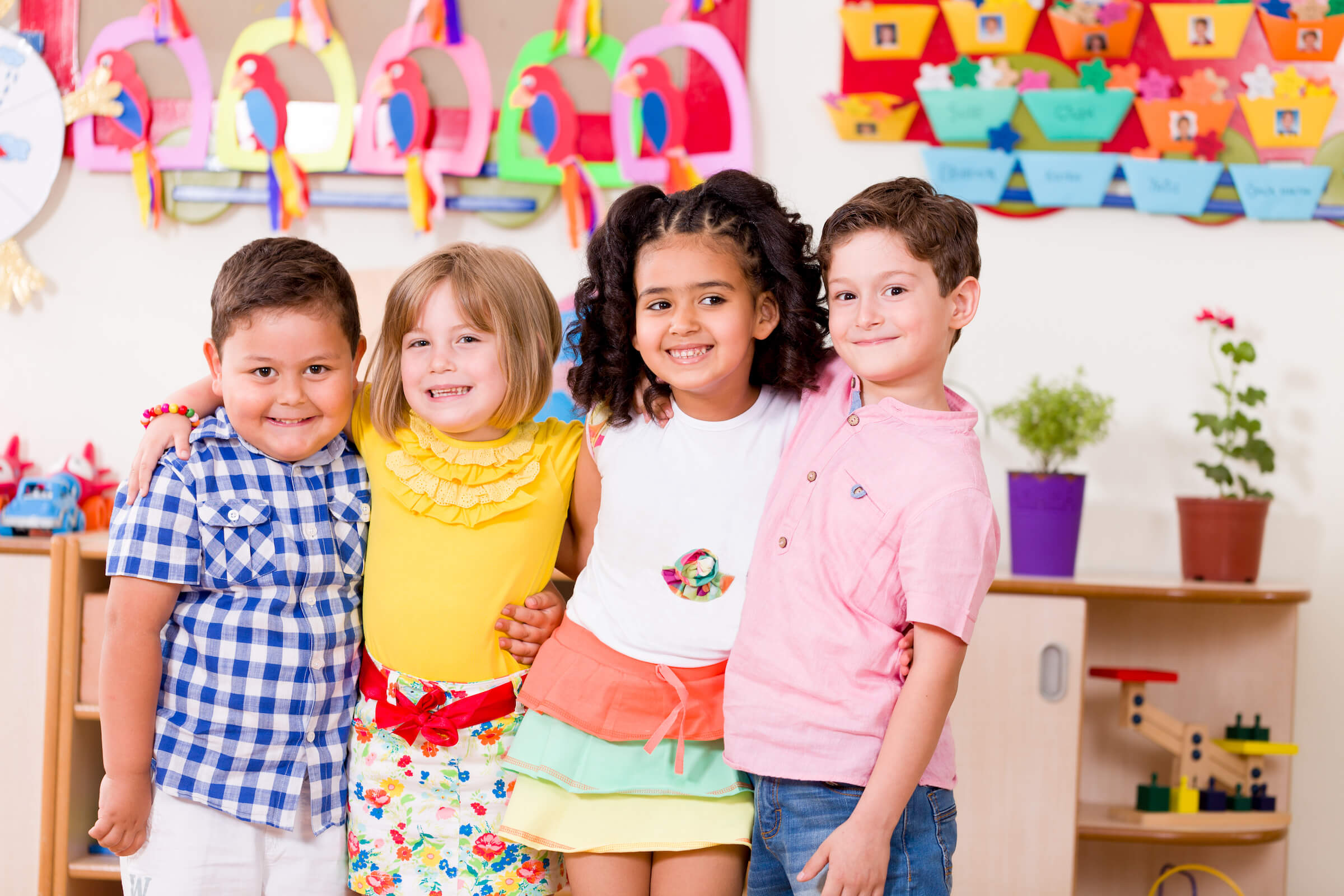 Children posing together at YMCA child care program Children posing together at YMCA child care program