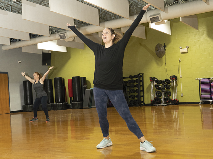 People in a YMCA dance class People in a YMCA dance class