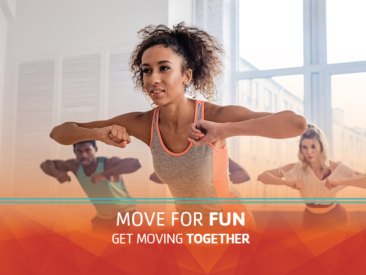 Group of people in a dance fitness class Group of people in a dance fitness class