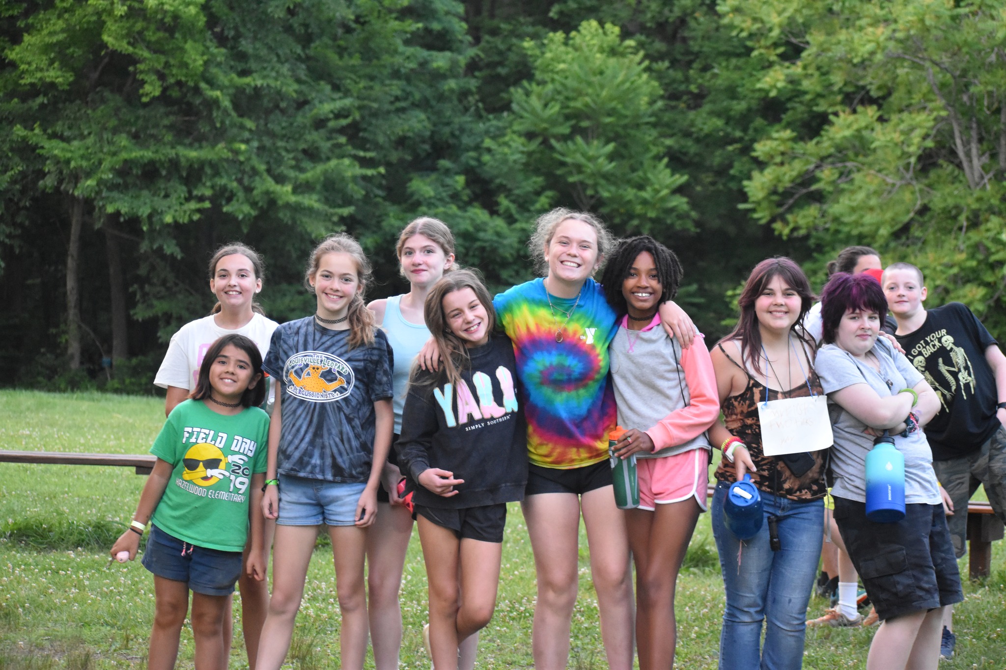 Group of teens outside at Camp Piomingo Group of teens outside at Camp Piomingo