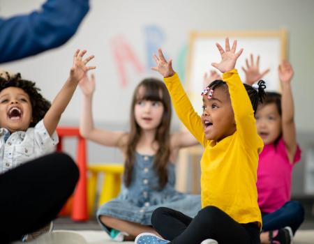 Children shouting in joy at YMCA child development center Children shouting in joy at YMCA child development center