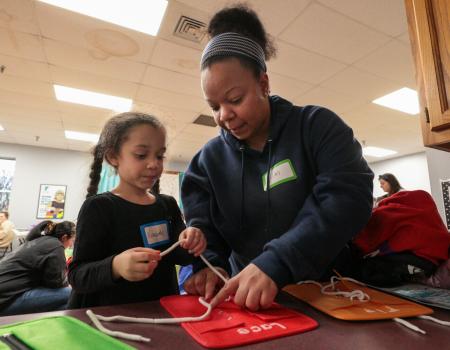 Child and parent at early learning readiness class Child and parent at early learning readiness class