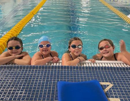 Girls wearing swimming goggles Girls wearing swimming goggles